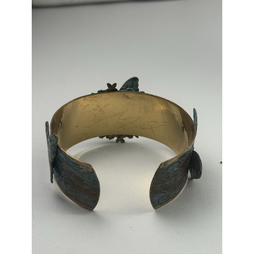 Elaine Coyne Turquoise Patina Butterfly Cuff Bracelet, Designer Signed, NEW! - Picture 5 of 7